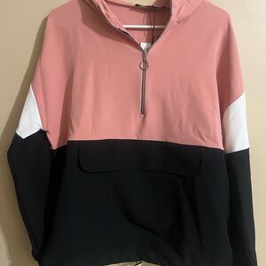 Zara Pink and Black Hoodie Jacket